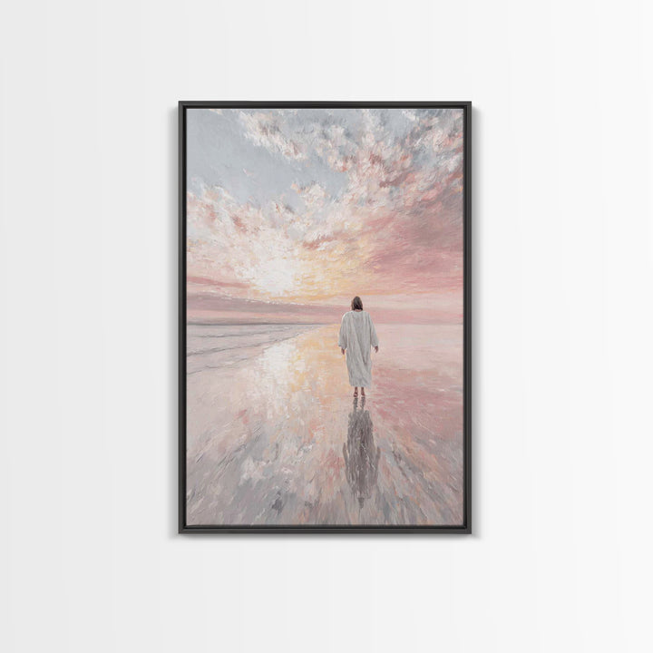 Radiant Shore Peace, Framed Canvas Print, Christian Wall Art, Christian Art Canvas, Jesus Painting, Modern Christian Painting, Christian Gi