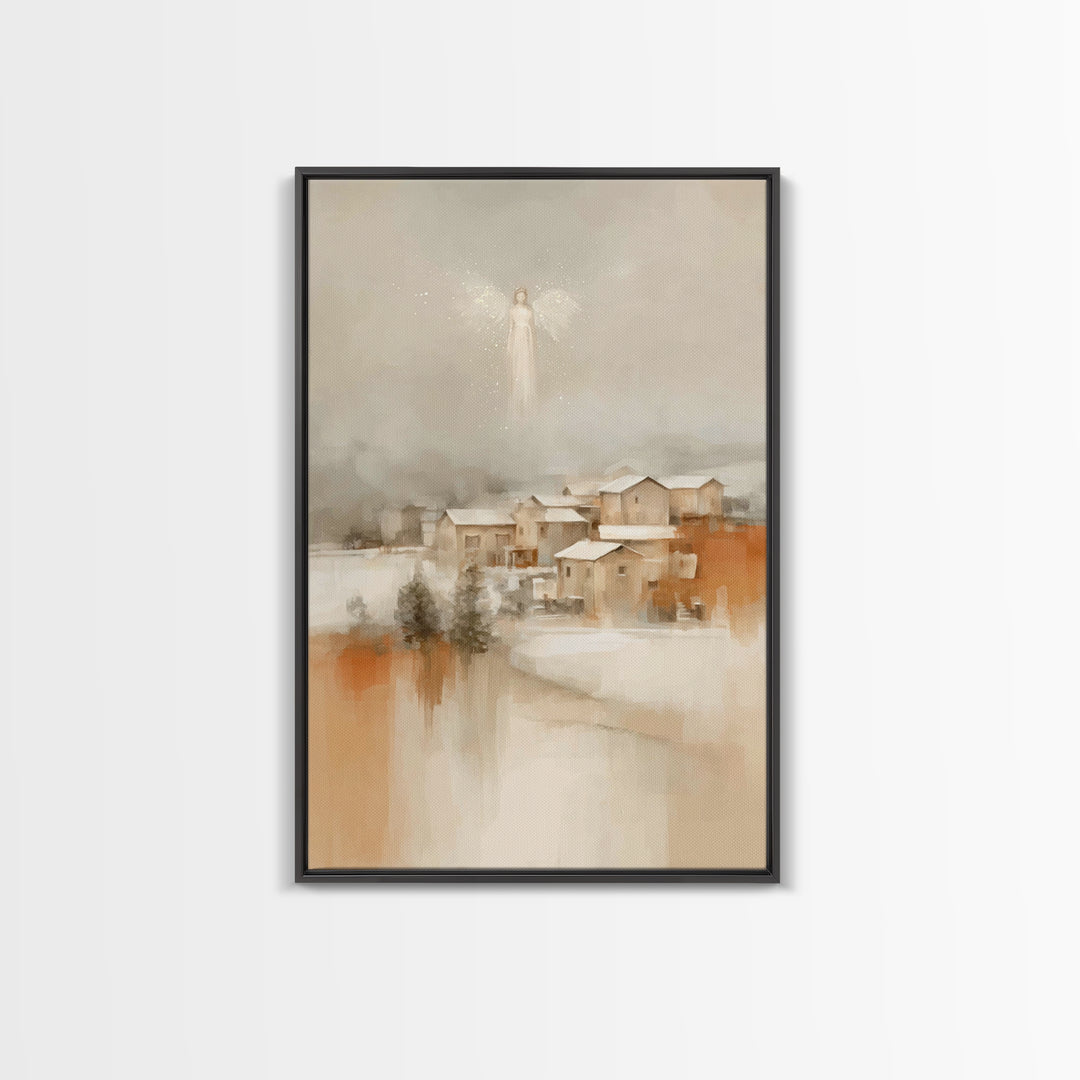 Angel In The Mist – Framed Canvas Print – Subtle Christian Art – Christian Art Canvas – Christian Wall Art – Christmas Art – Christian Chri