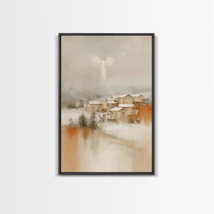 Angel In The Mist – Framed Canvas Print – Subtle Christian Art – Christian Art Canvas – Christian Wall Art – Christmas Art – Christian Chri