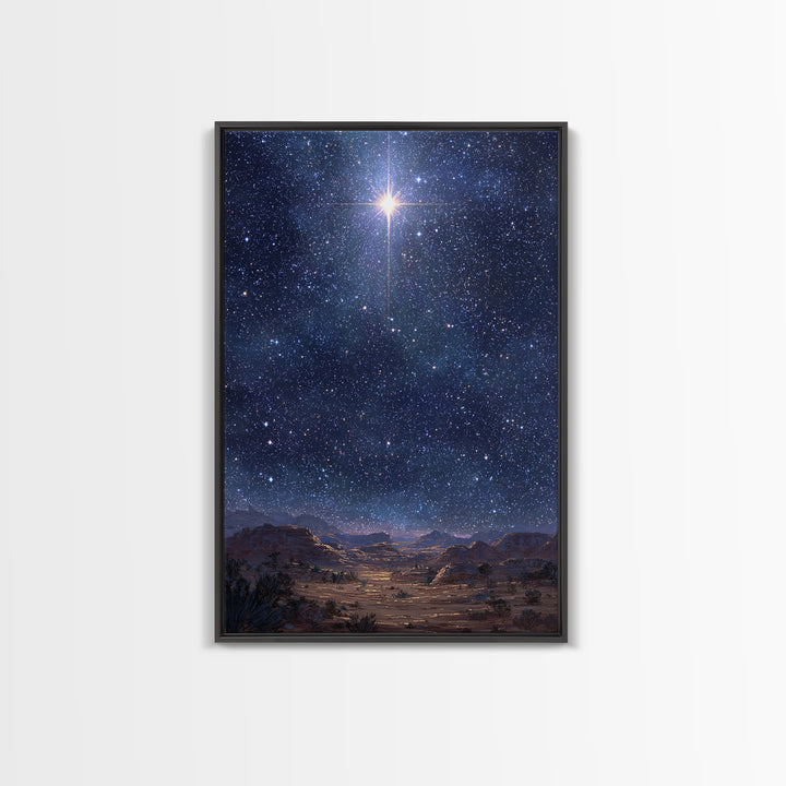 Star Of The Night | Framed Canvas Print | Christmas Wall Art | Christian Art Canvas | Christian Christmas Art | Moody Christmas Art | Chris