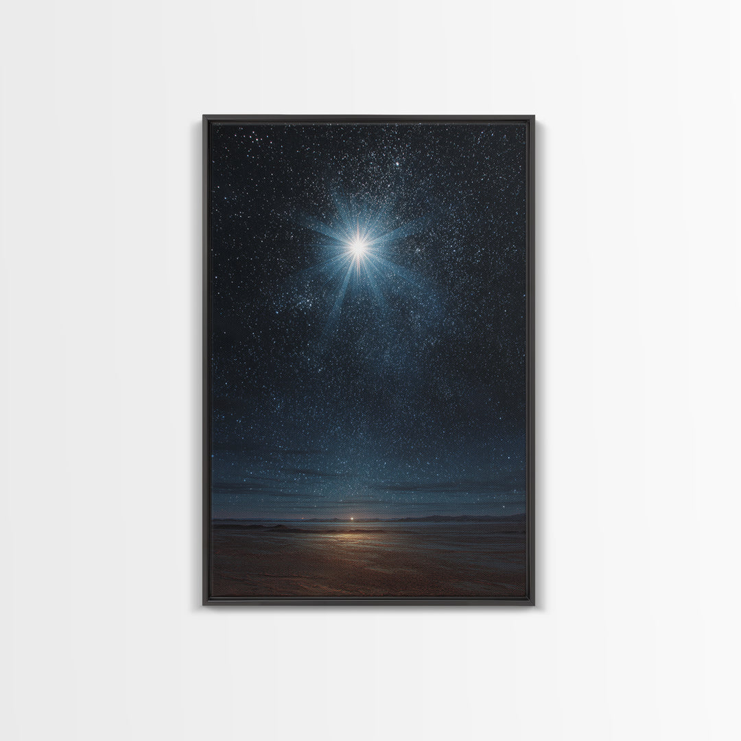 Holy Radiant Star – Framed Canvas Print – Christian Art Canvas – Christmas Wall Art – Christian Christmas Art – Modern Christian Art – Chri