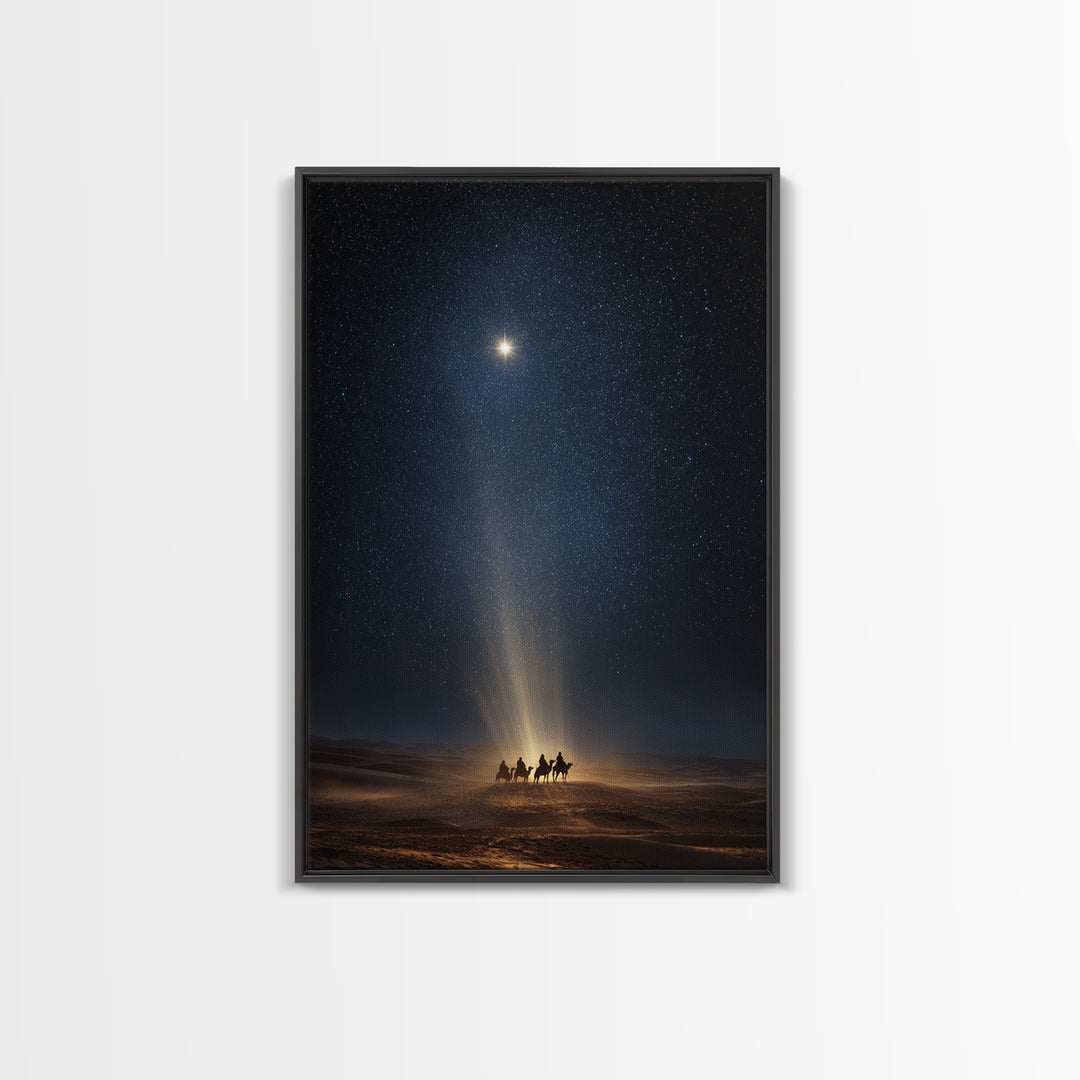 Wisemen Night Journey, Framed Canvas Print, Christian Christmas Art, Christmas Wall Art, Christian Art Canvas, Modern Christian Art, Christ