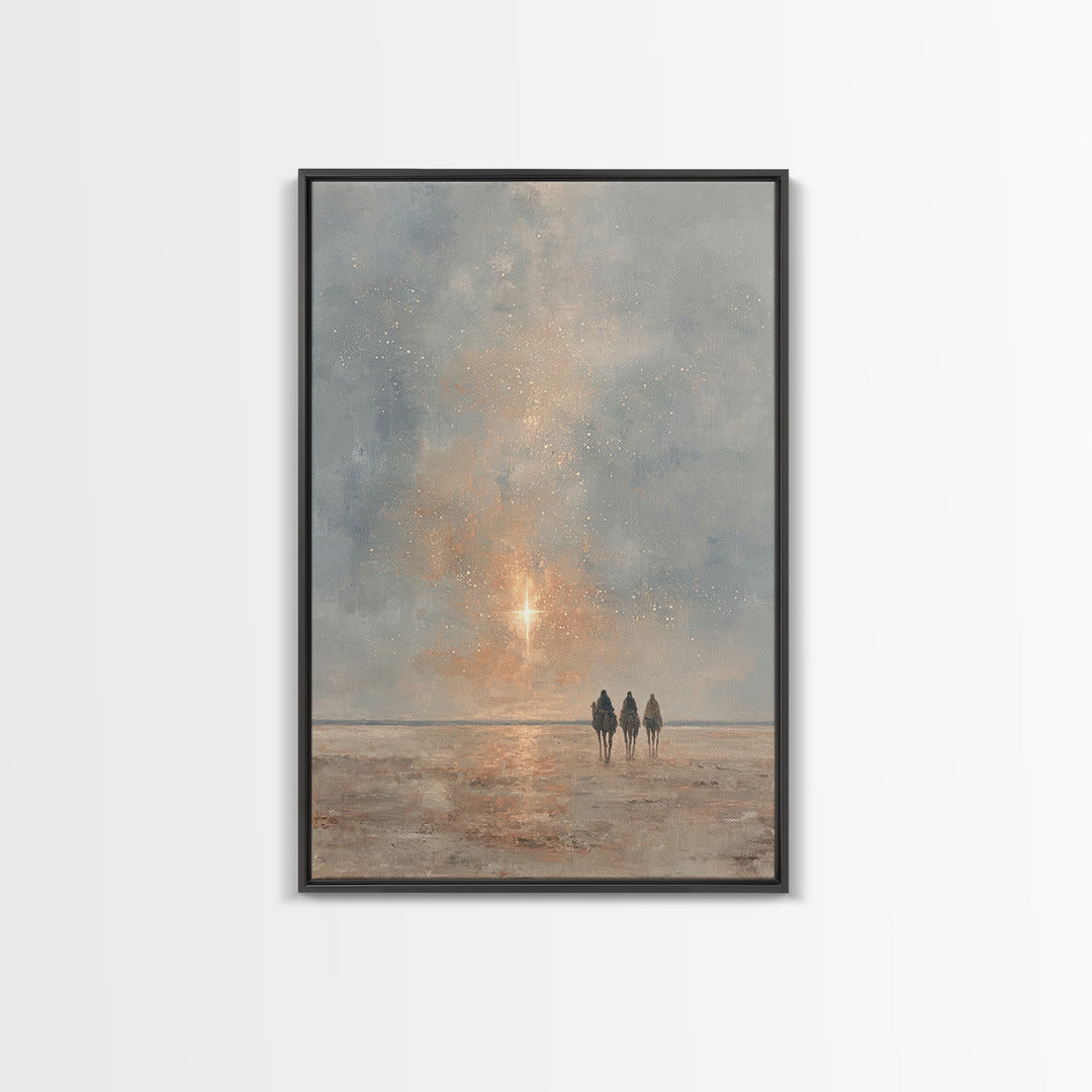 The Guiding Star – Framed Canvas Print – Christian Wall Art – Christmas Art – Christian Christmas Art – Christian Art Canvas – Jesus Painti