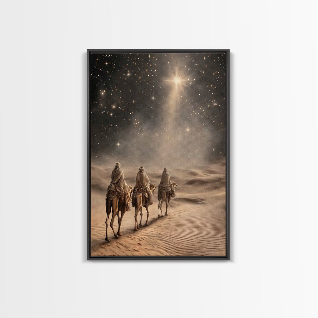Night Wanderers | Framed Canvas Print | Christmas Wall Art | Christian Art Canvas | Christian Christmas Art | Christian Art | Jesus Paintin