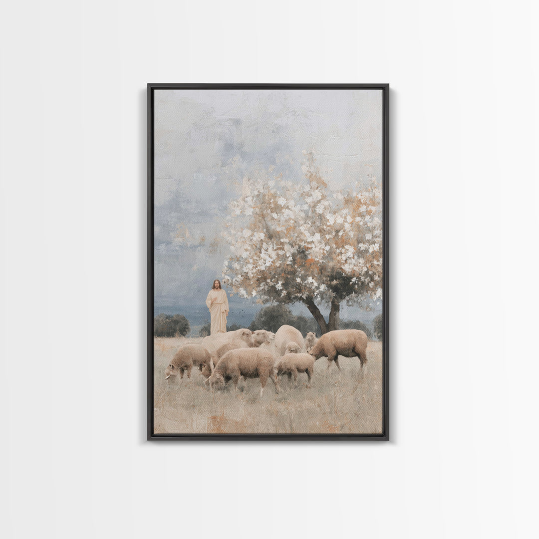 Hillside Blossoms Peace | Framed Canvas Print | Christian Wall Art | Jesus Painting | Christian Art Canvas | Christian Christmas Art
