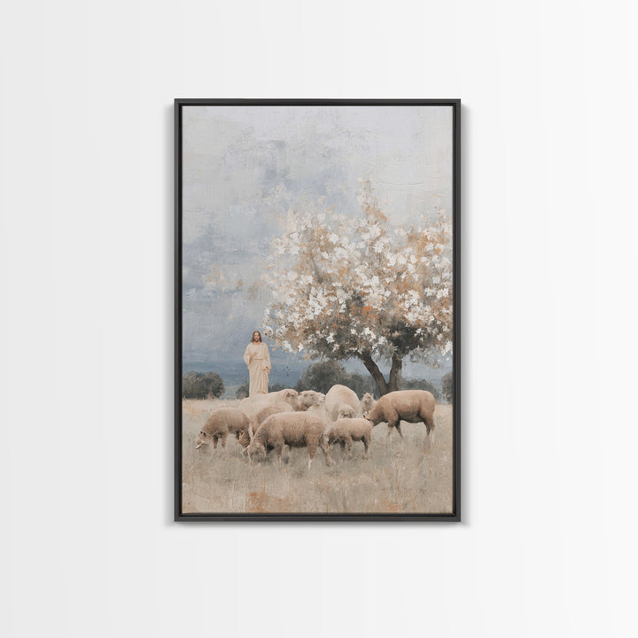 Hillside Blossoms Peace | Framed Canvas Print | Christian Wall Art | Jesus Painting | Christian Art Canvas | Christian Christmas Art