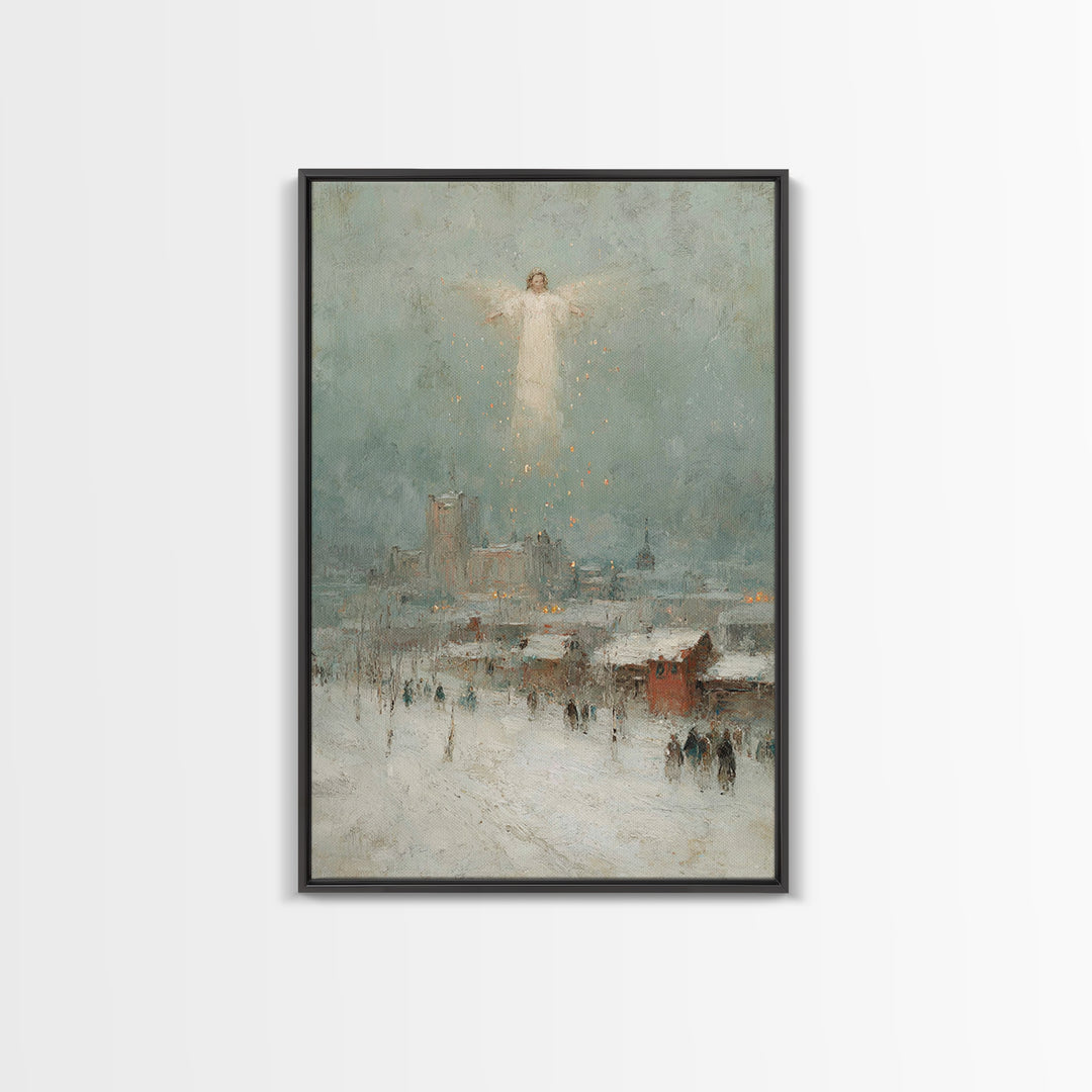 City Of Angels – Framed Canvas Print – Christian Wall Art – Christian Art Canvas – Christian Christmas Art – Christmas Art – Modern Christi