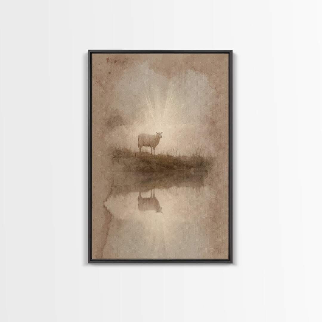 Lamb Of Morning Light – Framed Canvas Print – Christian Art Canvas – Christian Wall Art – Christian Gift Ideas – Christian Art – Jesus Pain