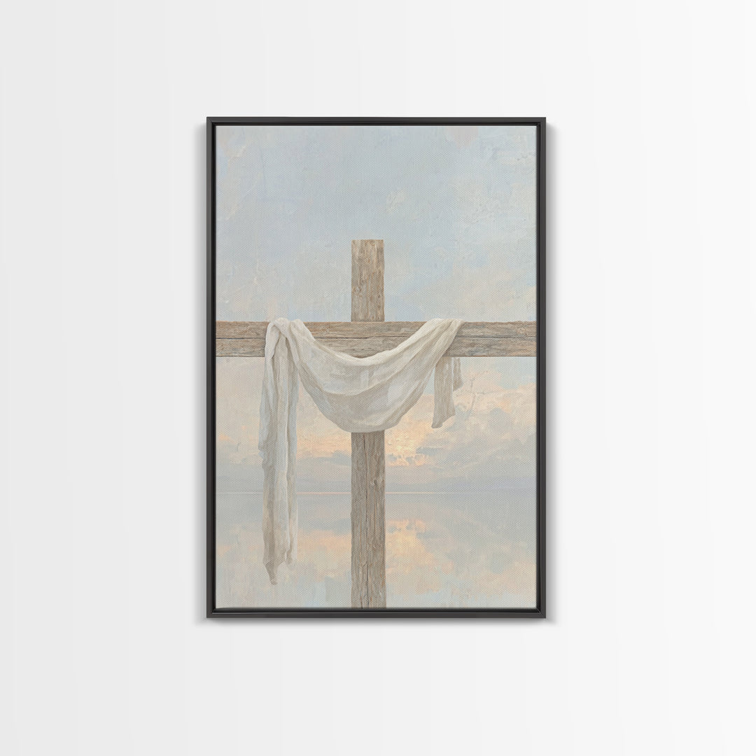 Cross of Renewal, Framed Canvas Print, Christian Wall Art, Christian Art Canvas, Christian Painting, Christian Christmas Art