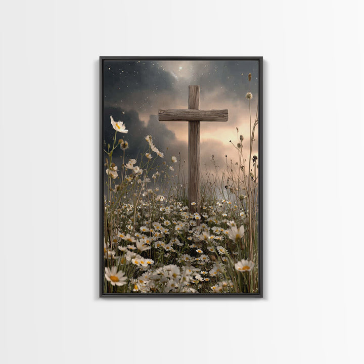 Nightfall Mercy – Framed Canvas Print – Christian Wall Art – Christian Art Canvas – Christian Painting – Christian Christmas Art