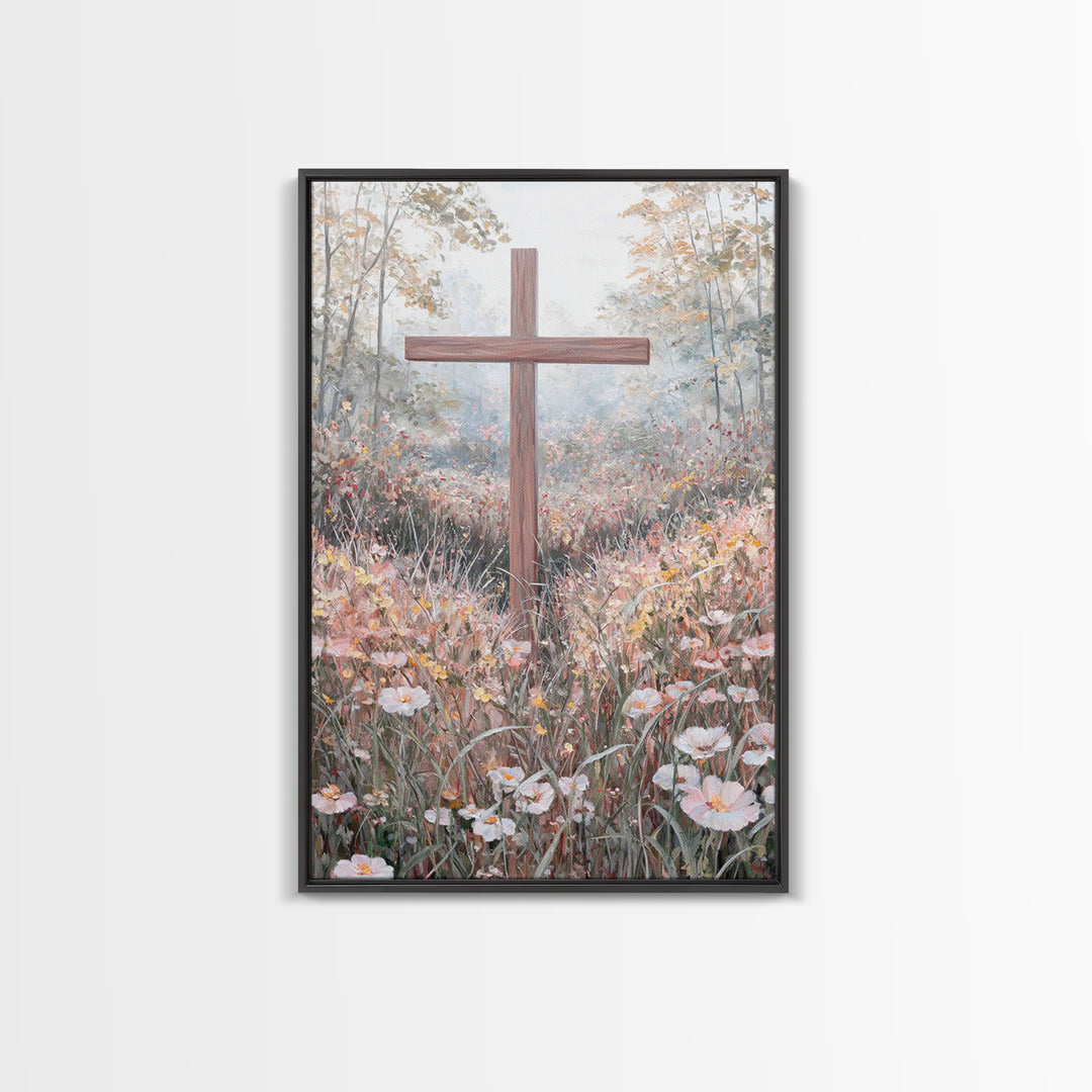 Blooming Redemption – Framed Canvas Print – Christian Art Canvas – Christian Wall Art – Christian Painting – Christian Christmas Art