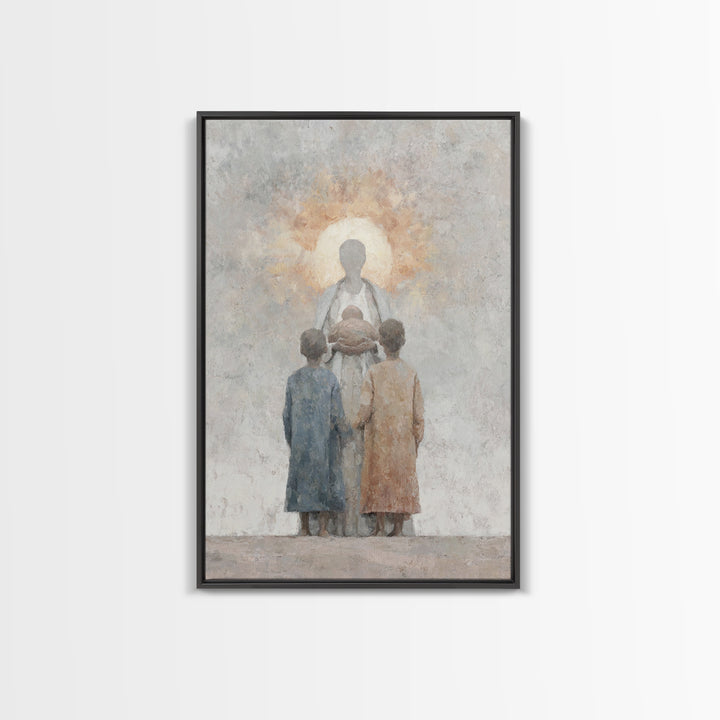 Holy Embrace, Framed Canvas Print, Christian Art Canvas, Christian Wall Art, Christian Art Work, Christian Christmas Art