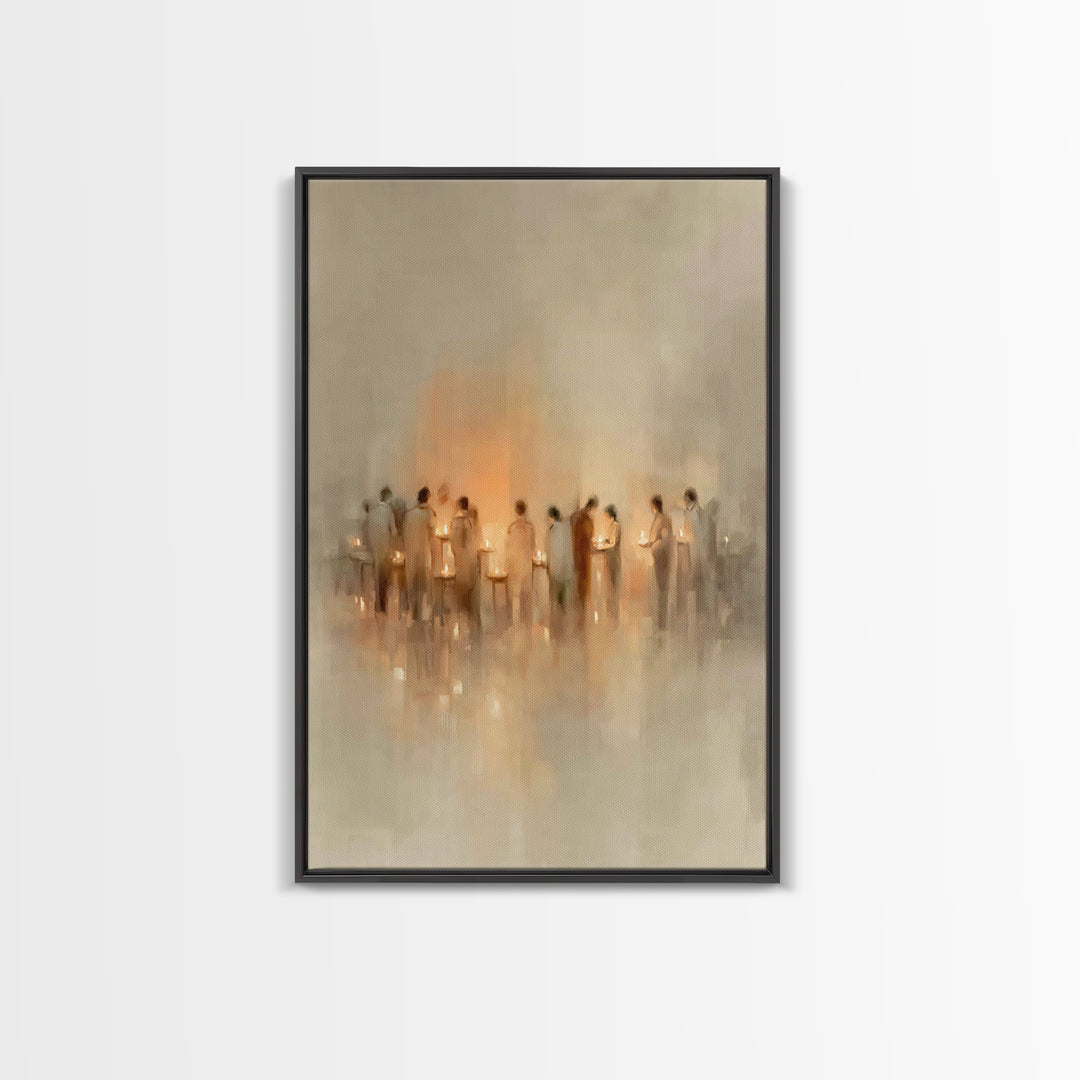 Gentle Candle Circle | Framed Canvas Print | Christian Art | Christian Art Canvas | Minimalist Christian Art | Christian Wall Art | Christm