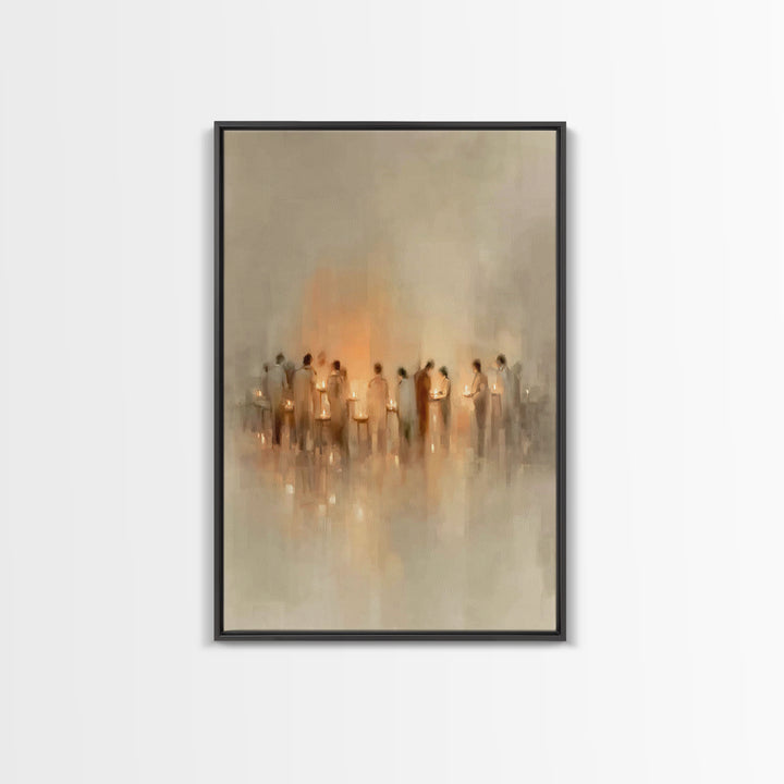 Gentle Candle Circle | Framed Canvas Print | Christian Art | Christian Art Canvas | Minimalist Christian Art | Christian Wall Art | Christm
