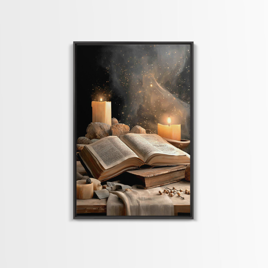 Scripture And Flame - Framed Canvas Print - Christian Wall Art - Jesus Painting - Christian Decor - Christian Art Canvas - Christmas Art