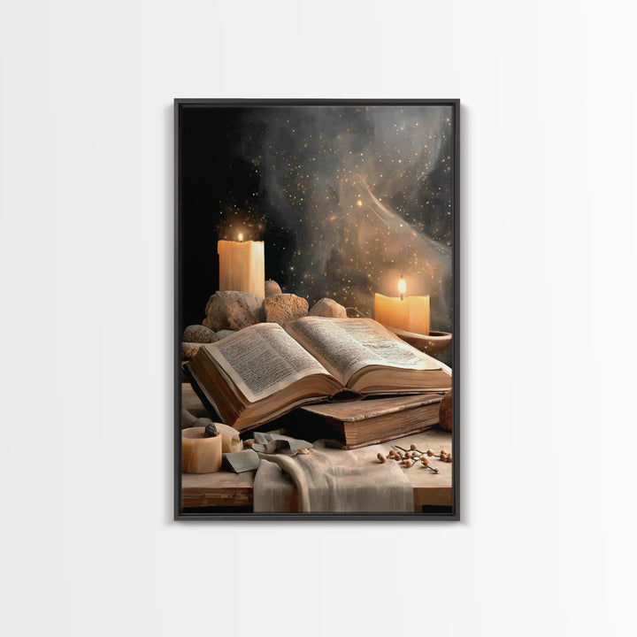 Scripture And Flame - Framed Canvas Print - Christian Wall Art - Jesus Painting - Christian Decor - Christian Art Canvas - Christmas Art