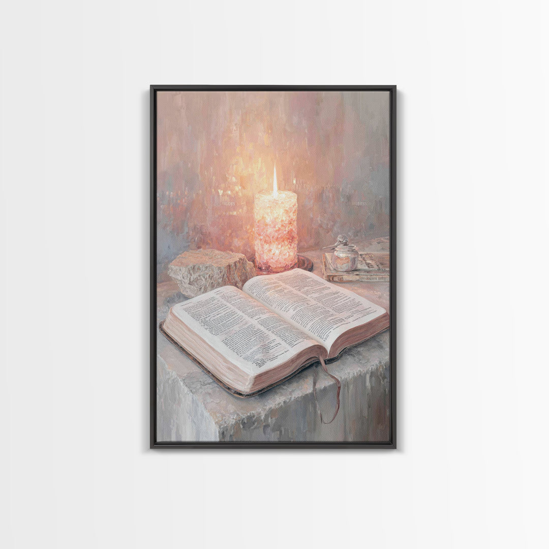 Candle Of Wisdom - Framed Canvas Print - Christian Decor - Christian Wall Art - Christmas Art - Christian Art Canvas - Jesus Painting