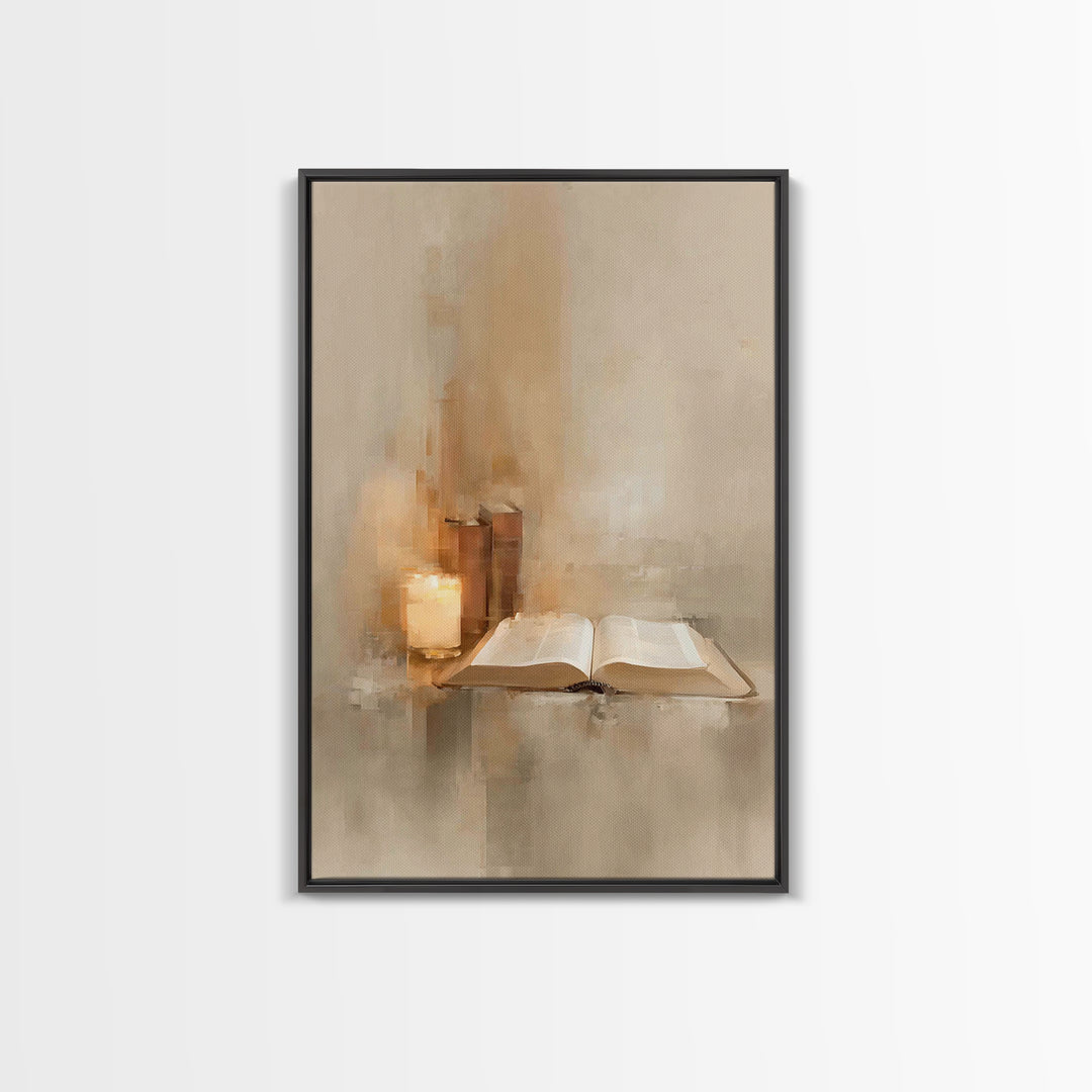 Sacred Reading Light – Framed Canvas Print – Christian Wall Art – Christian Art Canvas – Vintage Christian Art – Christian Painting – Chris