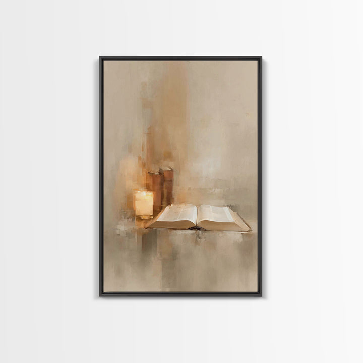 Sacred Reading Light – Framed Canvas Print – Christian Wall Art – Christian Art Canvas – Vintage Christian Art – Christian Painting – Chris