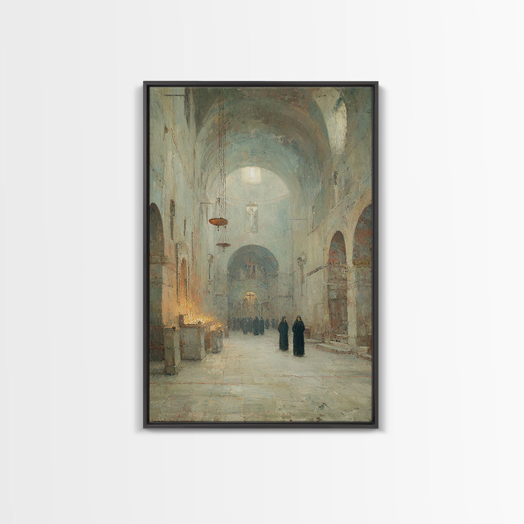 Hallowed Sanctuary Stillness – Framed Canvas Print – Christian Wall Art – Christian Art Print – Vintage Christian Art – Christian Art Canva