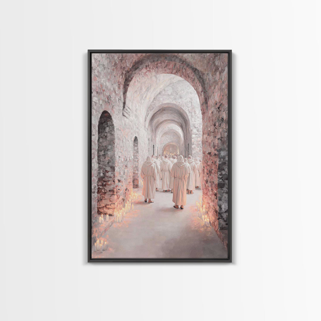White-Robed Procession – Framed Canvas Print – Christian Art Canvas – Christian Wall Art – Christian Christmas Art – Christmas Art Prints –