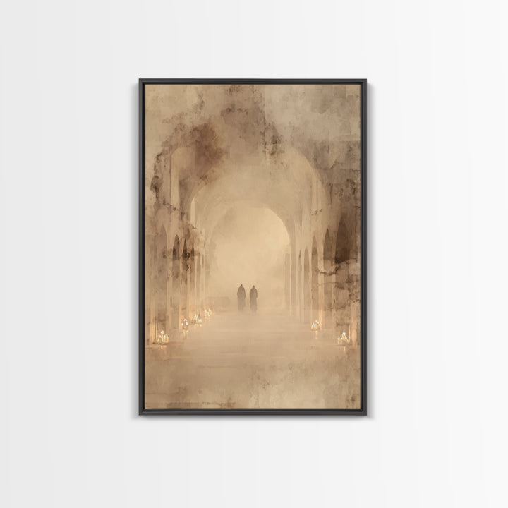 Silent Cloister Haze – Framed Canvas Print – Christian Wall Art – Minimalist Christian Art – Subtle Christian Art – Christian Painting – Ch