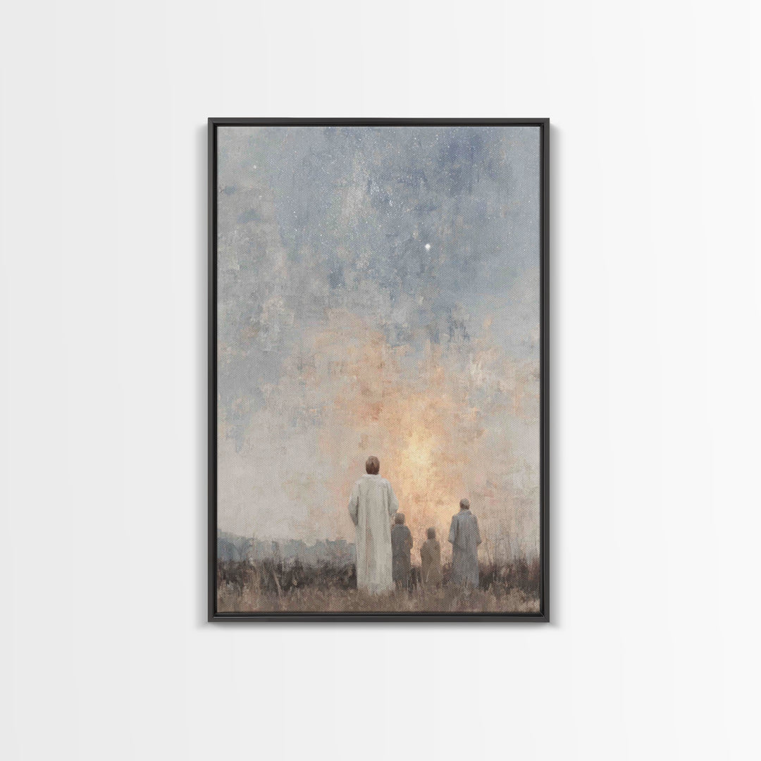 Skyward Wonder – Framed Canvas Print – Christmas Art Prints – Christian Wall Art – Christian Art Canvas – Christian Christmas Art – Vintage