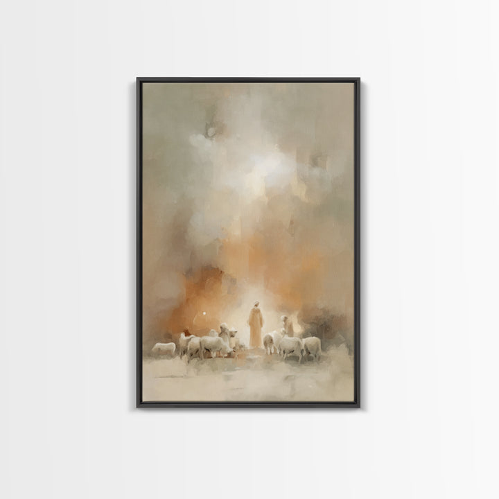 Shepherds Of Light | Framed Canvas Print | Christian Wall Art | Christian Art Canvas | Christian Christmas Art | Christmas Art Work | Chris