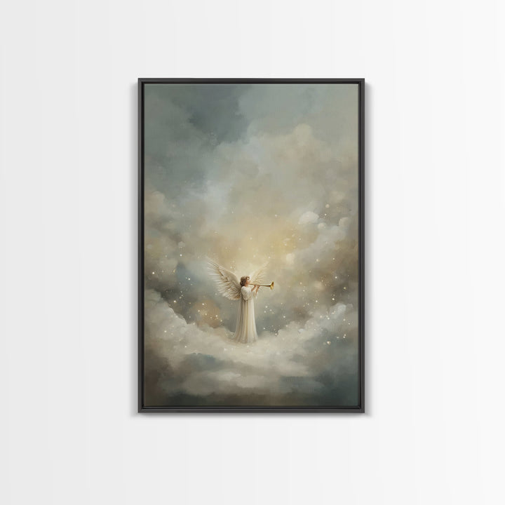 Herald Of Heaven, Framed Canvas Print, Christian Art Canvas, Christian Wall Art, Angel Art, Christmas Wall Art, Christian Christmas Art