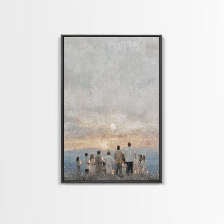 Early Light Gathering, Framed Canvas Print, Christian Wall Art, Christian Art Painting, Minimalist Christian Art, Christmas Art Framed, Chr