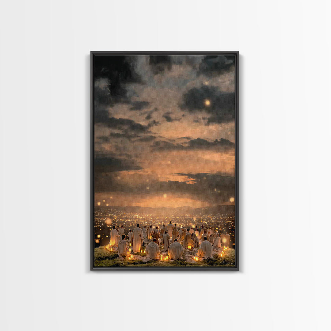 Eternal Night Glow, Framed Canvas Print, Christian Wall Art, Christian Christmas Art, Modern Christian Art, Christmas Art Work, Christian D