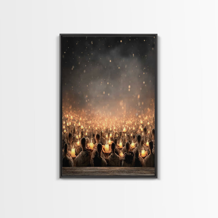 Shared Light Moment, Framed Canvas Print, Christian Art Canvas, Christian Wall Art, Moody Christian Art, Christian Christmas Art, Modern Ch