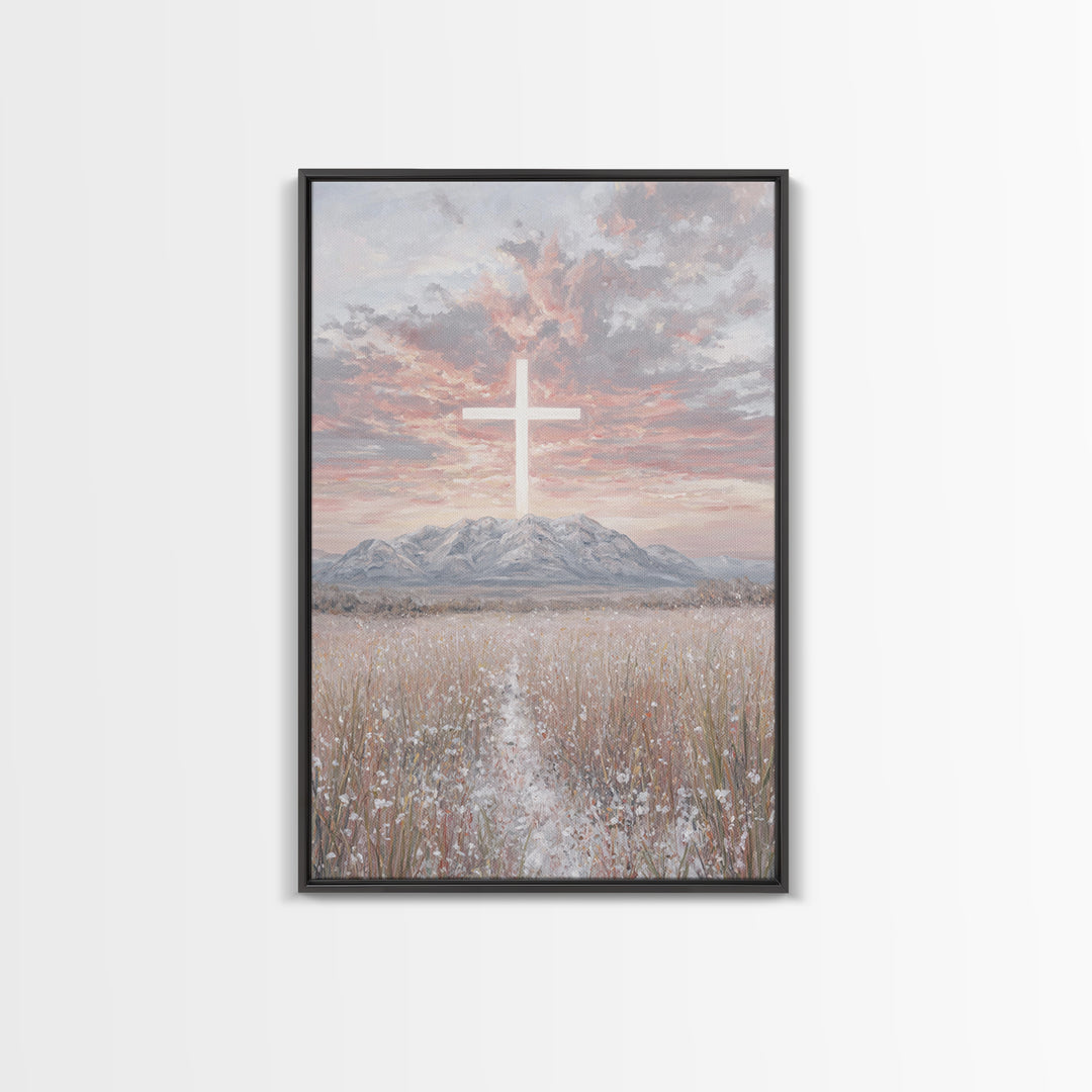 Field Of Mercy | Framed Canvas Print | Christian Wall Art | Christian Art Canvas | Minimalist Christian Art | Christian Paintings | Christi