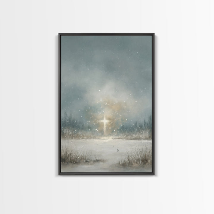 Radiant Summit Cross, Framed Canvas Print, Christian Art Canvas, Christian Wall Art, Modern Christian Art, Christian Art Work, Christian Ch