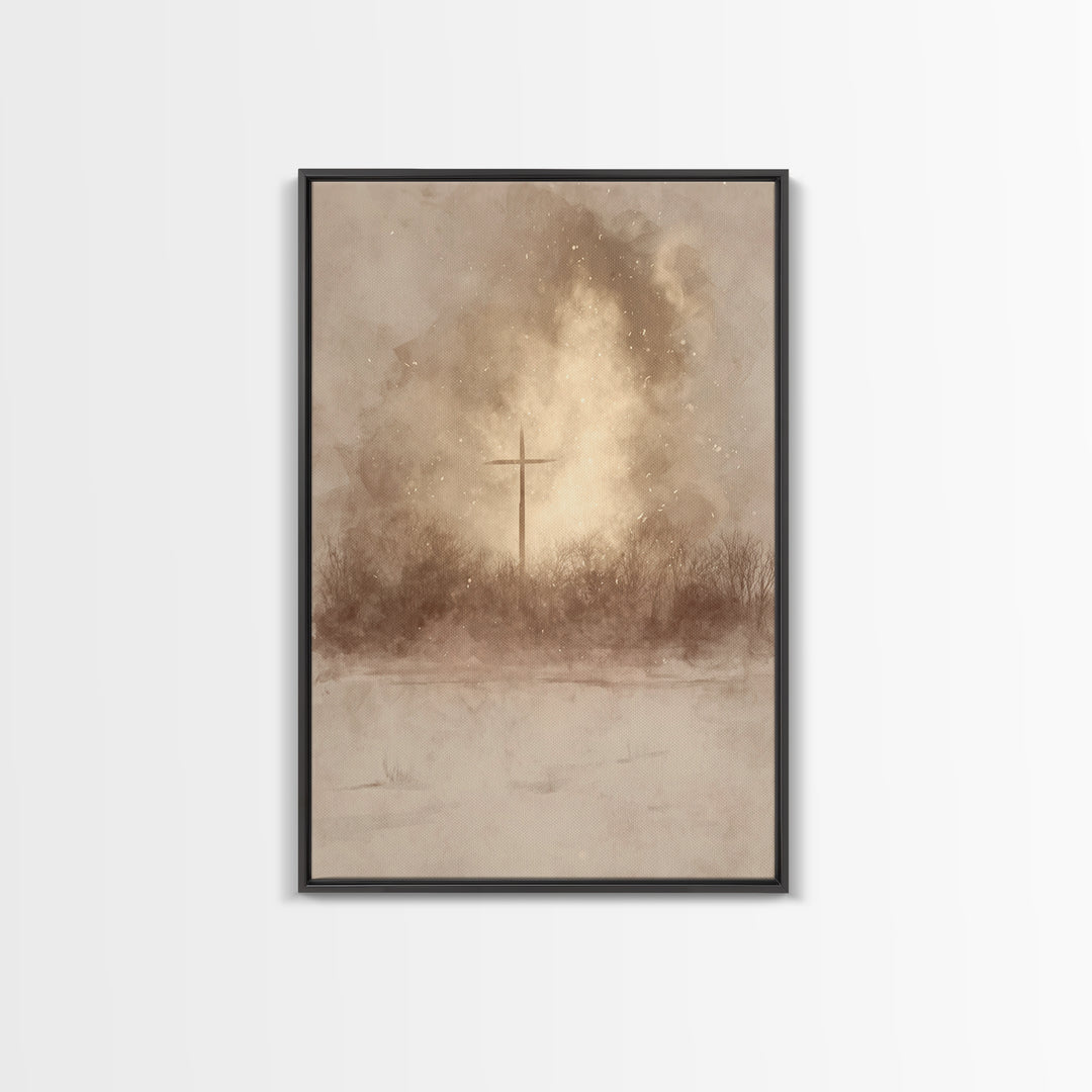 Dawn Of Mercy | Framed Canvas Print | Christian Art Canvas | Christian Wall Art | Moody Christmas Art | Christian Gift