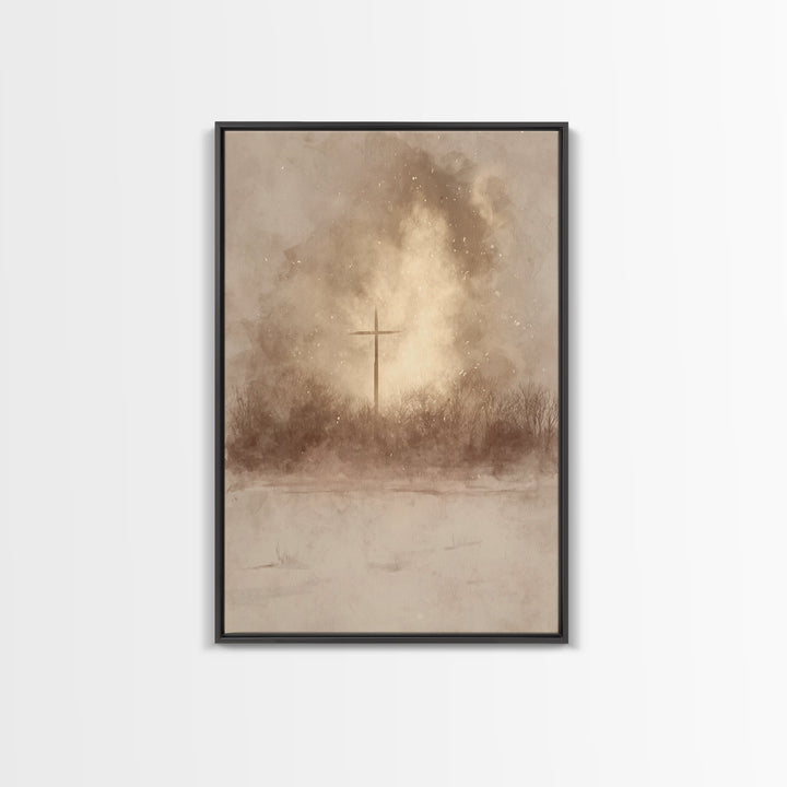 Dawn Of Mercy | Framed Canvas Print | Christian Art Canvas | Christian Wall Art | Moody Christmas Art | Christian Gift
