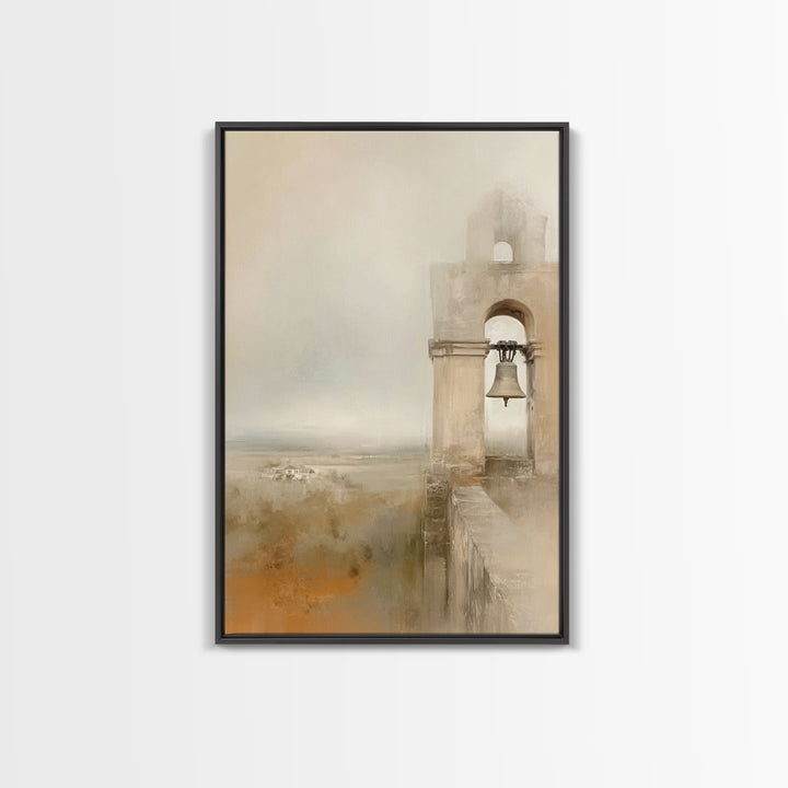Silent Bell Tower, Framed Canvas Print, Christian Wall Art, Christian Art Canvas, Christian Gift, Vintage Christian Art