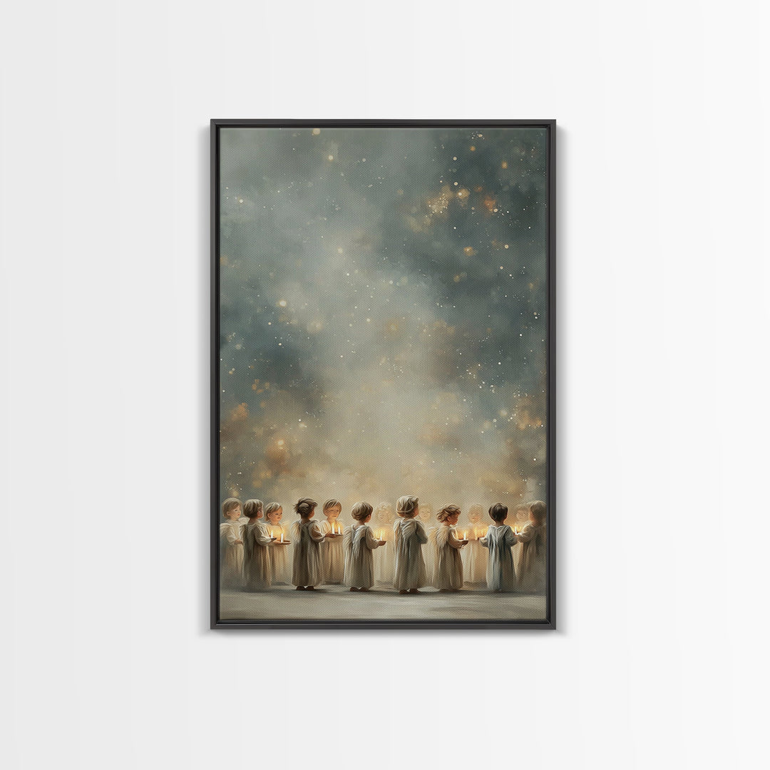 Circle Of Angels – Framed Canvas Print – Christian Wall Art – Christian Art Canvas – Christmas Art – Christian Christmas Decor