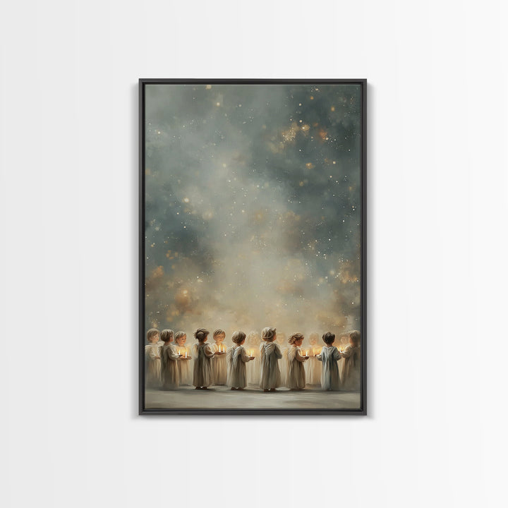 Circle Of Angels – Framed Canvas Print – Christian Wall Art – Christian Art Canvas – Christmas Art – Christian Christmas Decor