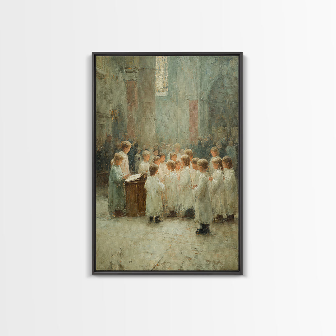 Choir Of Praise, Framed Canvas Print, Christian Wall Art, Christian Art Canvas, Christian Gift, Vintage Christian Art