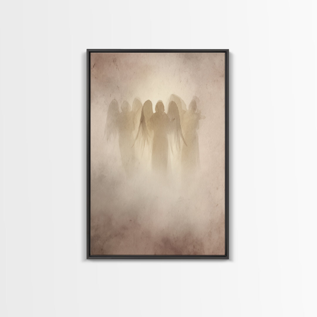 Veiled Guardians – Framed Canvas Print – Christian Art Canvas – Christian Wall Art – Minimalist Christian Art – Christian Decor – Christian