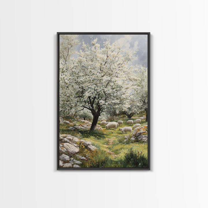 Pastoral Morning Grace, Framed Canvas Print, Christian Art Canvas, Christian Wall Art, Christian Christmas Art, Jesus Painting