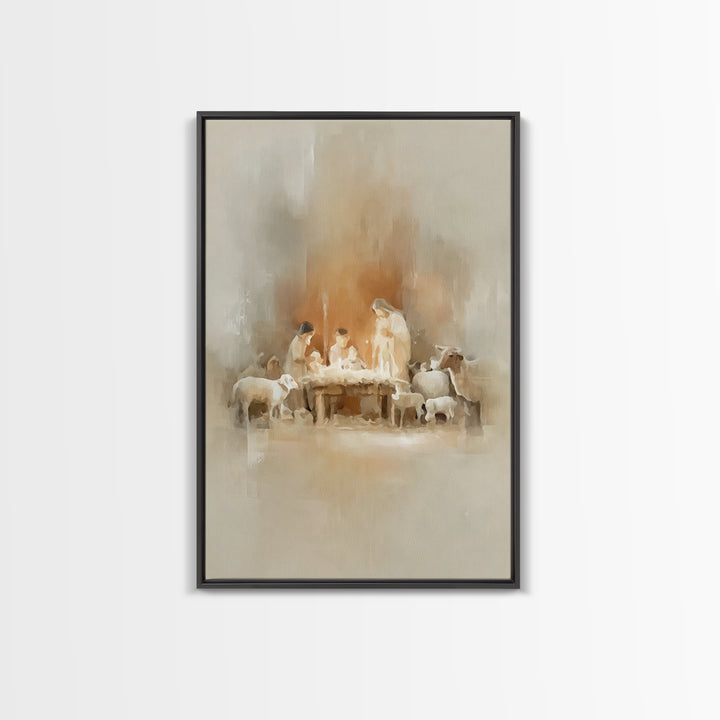 Holy Nativity – Framed Canvas Print – Christian Christmas Art – Christian Wall Art – Christmas Art Prints – Christian Decor – Christian Gif