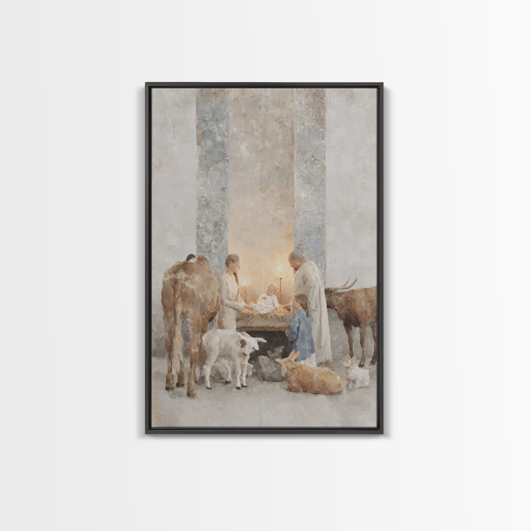 Manger Glory – Framed Canvas Print – Christian Wall Art – Christian Art Canvas – Christmas Wall Art – Christian Christmas Decor – Christian