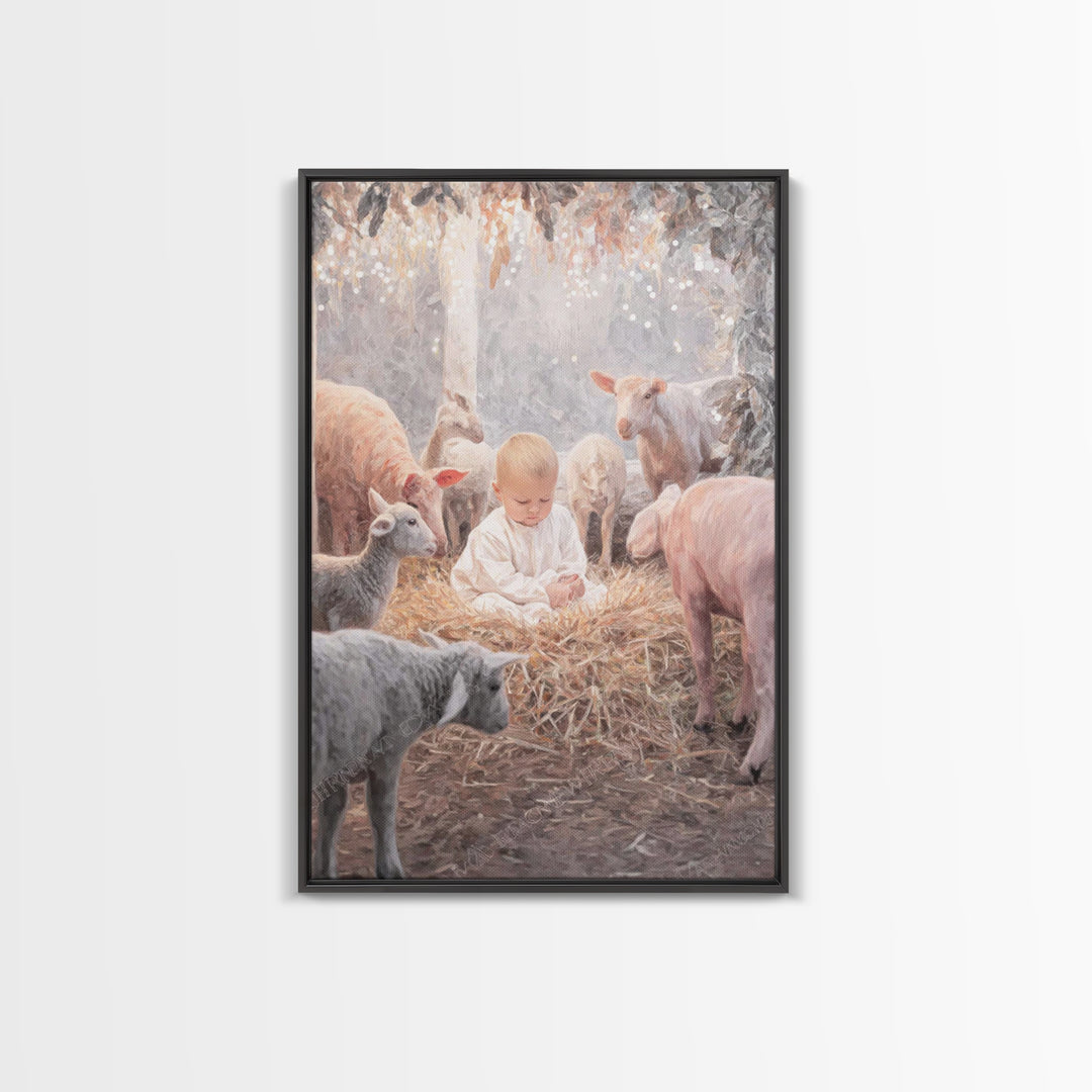 Lamb Of Peace – Framed Canvas Print – Christian Christmas Art – Christian Art Canvas – Christmas Art – Christian Wall Art – Christian Gift