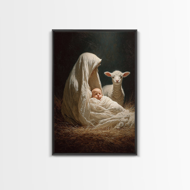 Radiant Child Promise – Framed Canvas Print – Christian Wall Art – Christian Christmas Art – Jesus Painting – Christmas Art Framed – Christ