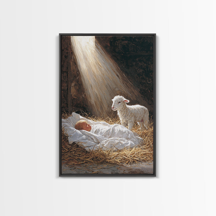 Soft Bethlehem Dawn – Framed Canvas Print – Christian Wall Art – Christmas Canvas Wall Art – Christian Art Canvas – Jesus Painting – Christ