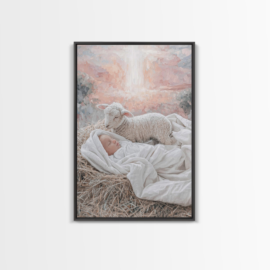 Divine Dawn Rest | Framed Canvas Print | Christian Art Canvas | Jesus Christmas Art | Christian Wall Art | Modern Christian Art | Christmas