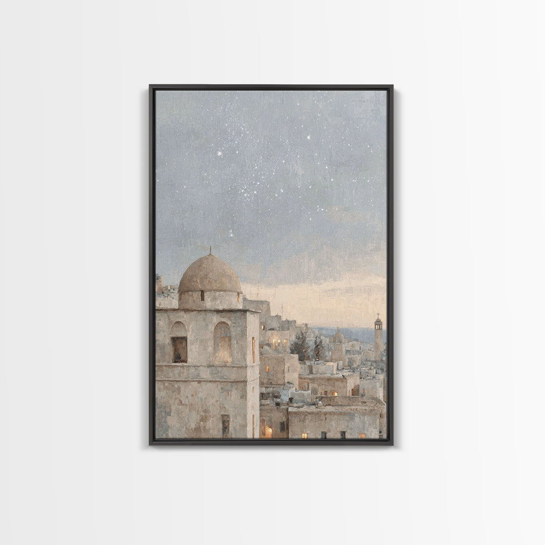 Star of Promise – Framed Canvas Print – Christian Art Canvas – Christmas Wall Art – Christian Christmas Art – Vintage Christian Painting –