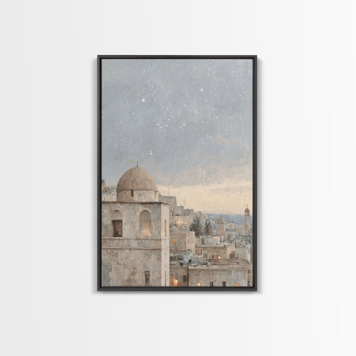 Star of Promise – Framed Canvas Print – Christian Art Canvas – Christmas Wall Art – Christian Christmas Art – Vintage Christian Painting –